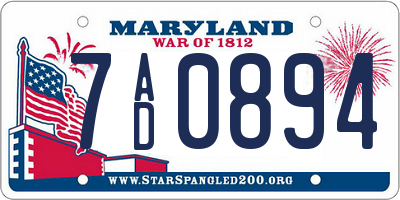 MD license plate 7AD0894