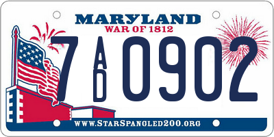 MD license plate 7AD0902