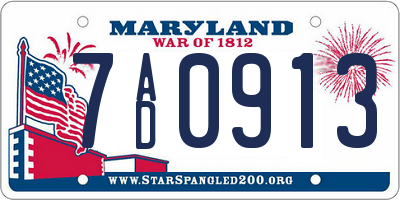 MD license plate 7AD0913