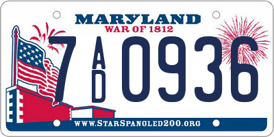 MD license plate 7AD0936