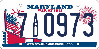 MD license plate 7AD0973