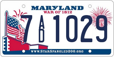 MD license plate 7AD1029
