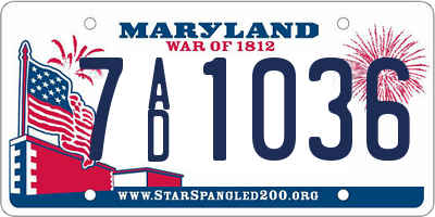 MD license plate 7AD1036