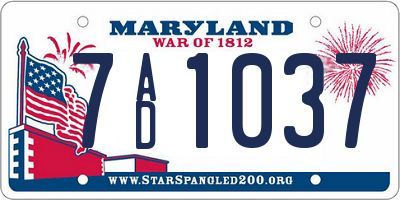 MD license plate 7AD1037