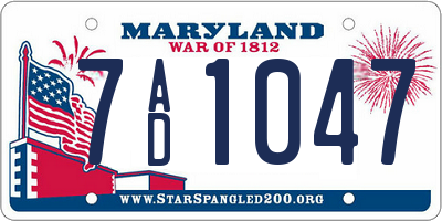 MD license plate 7AD1047