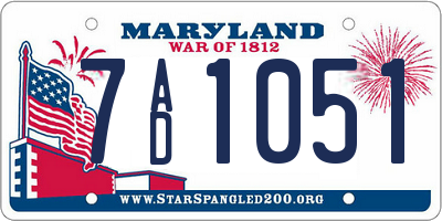 MD license plate 7AD1051