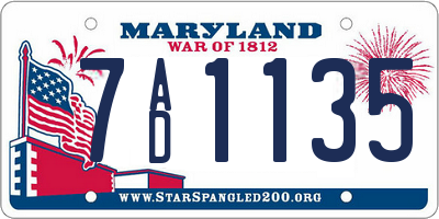 MD license plate 7AD1135