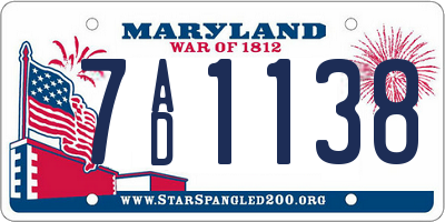MD license plate 7AD1138