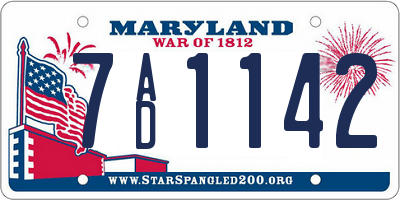 MD license plate 7AD1142