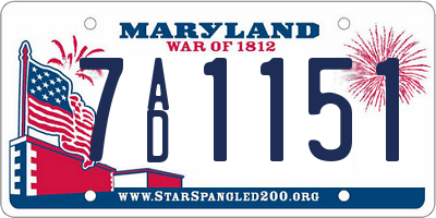 MD license plate 7AD1151