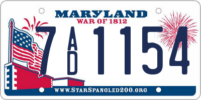 MD license plate 7AD1154
