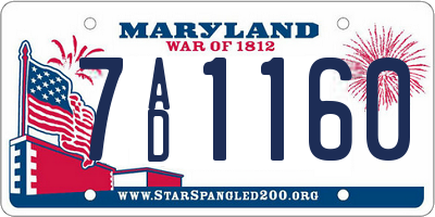 MD license plate 7AD1160
