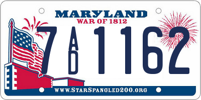 MD license plate 7AD1162
