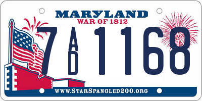 MD license plate 7AD1168