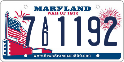 MD license plate 7AD1192