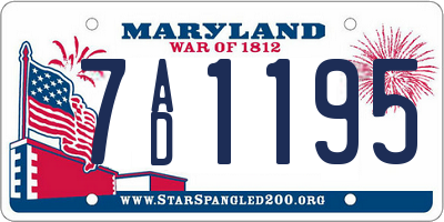MD license plate 7AD1195