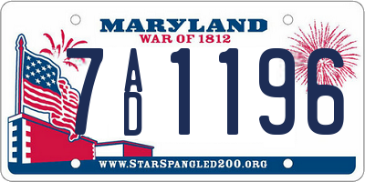 MD license plate 7AD1196