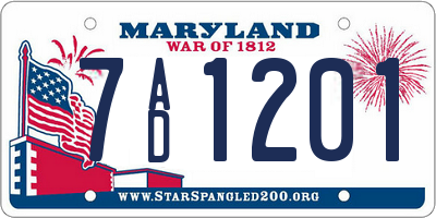 MD license plate 7AD1201