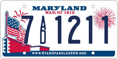 MD license plate 7AD1211