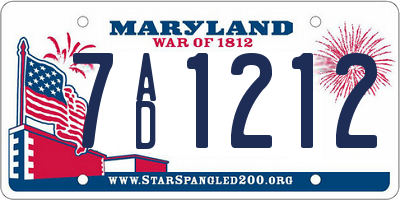 MD license plate 7AD1212