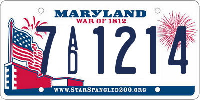 MD license plate 7AD1214