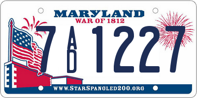 MD license plate 7AD1227