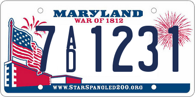 MD license plate 7AD1231