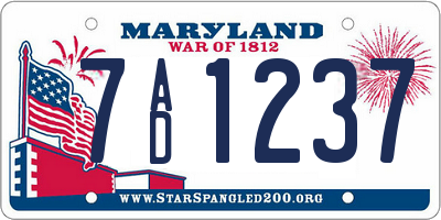 MD license plate 7AD1237