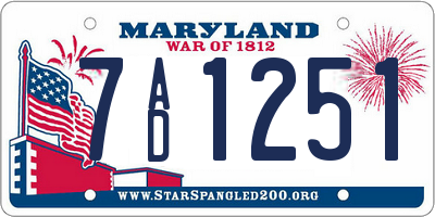 MD license plate 7AD1251