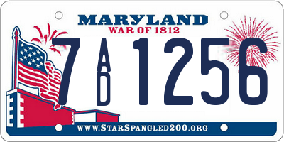 MD license plate 7AD1256