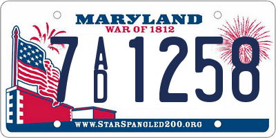 MD license plate 7AD1258