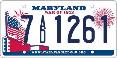 MD license plate 7AD1261