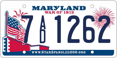 MD license plate 7AD1262