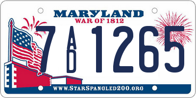 MD license plate 7AD1265