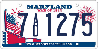 MD license plate 7AD1275