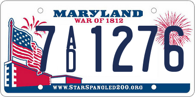 MD license plate 7AD1276