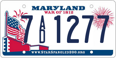 MD license plate 7AD1277