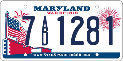 MD license plate 7AD1281