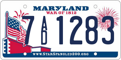 MD license plate 7AD1283