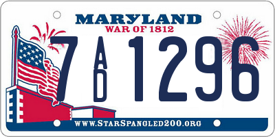 MD license plate 7AD1296