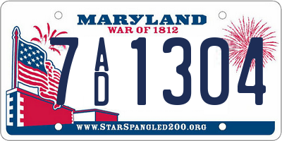 MD license plate 7AD1304
