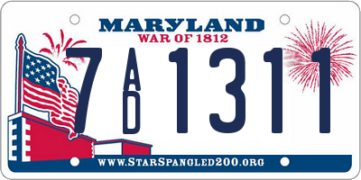 MD license plate 7AD1311