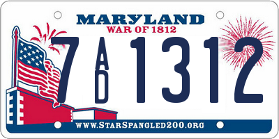 MD license plate 7AD1312