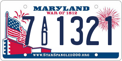 MD license plate 7AD1321