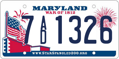 MD license plate 7AD1326