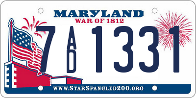 MD license plate 7AD1331