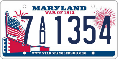 MD license plate 7AD1354