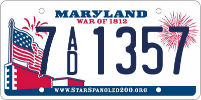 MD license plate 7AD1357