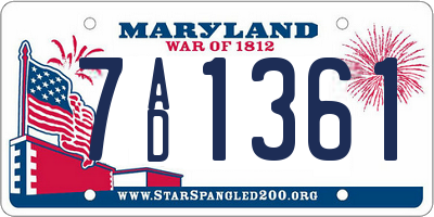 MD license plate 7AD1361