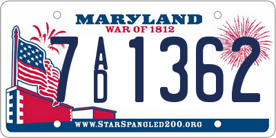 MD license plate 7AD1362